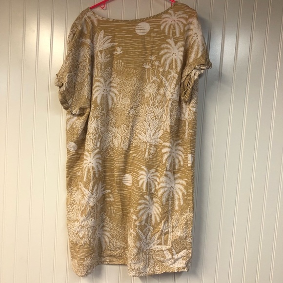 Desmond & Dempsey x H&M Tropical Print V-Neck Coverup Dress Tan Large - Picture 4 of 4